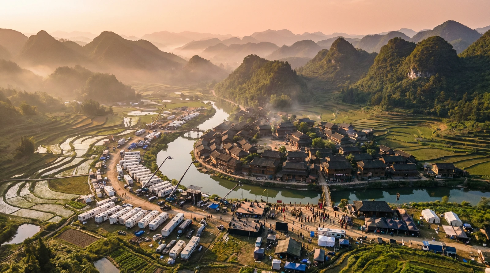 探花海角社区栏目航拍外景拍摄基地全景